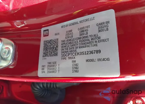 2025 Chevrolet Colorado 4Wd Lt из США, поврежденный, VIN 1GCPTCEK0S1236789